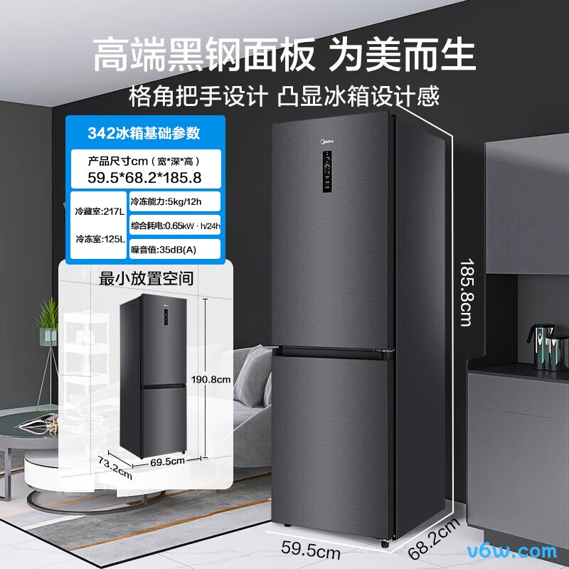 美的BCD-342WPZM(E)冰箱图片