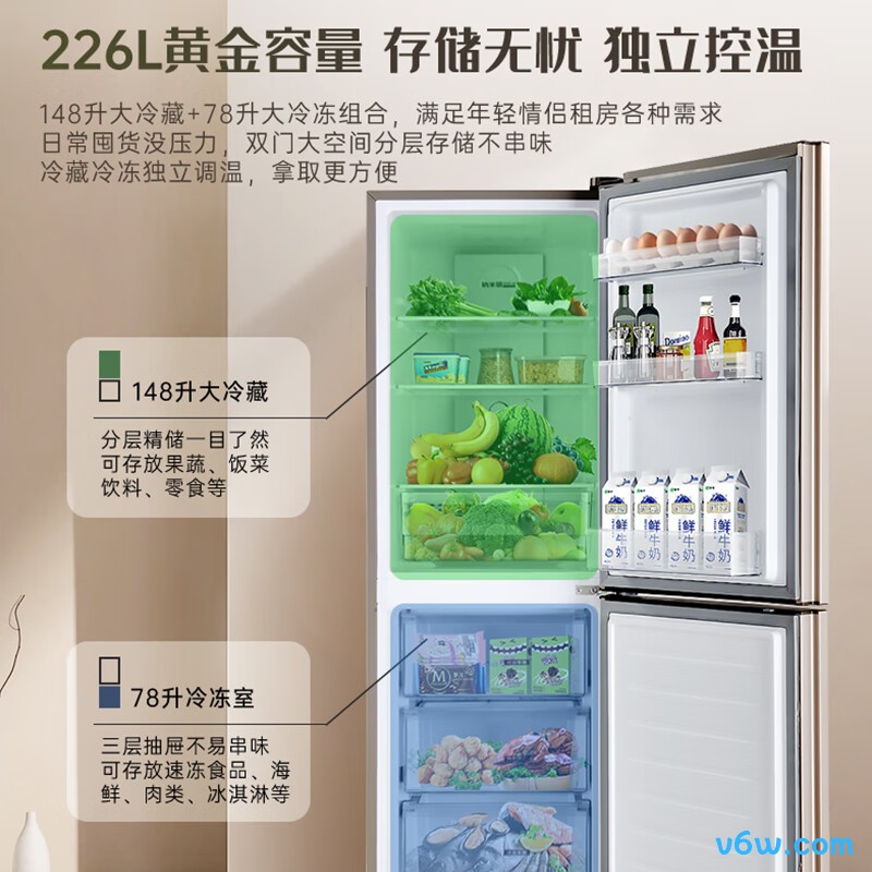 澳柯玛BCD-226WH冰箱图片