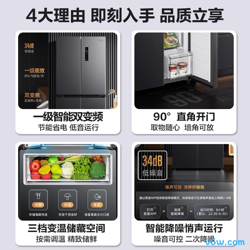 美的BCD-407WSPZM(E)冰箱图片