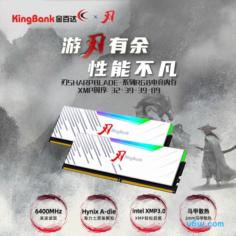 金百达64GB(32GBX2) DDR5 6400