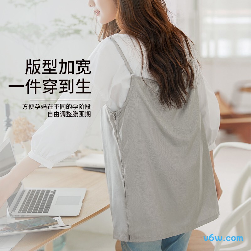 十月妈咪银纤维灰色L防辐射吊带图片