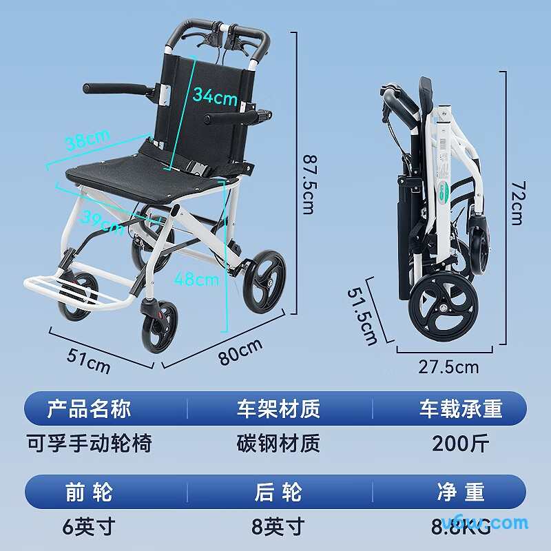 可孚SYIV100-HY9118TF手动轮椅图片