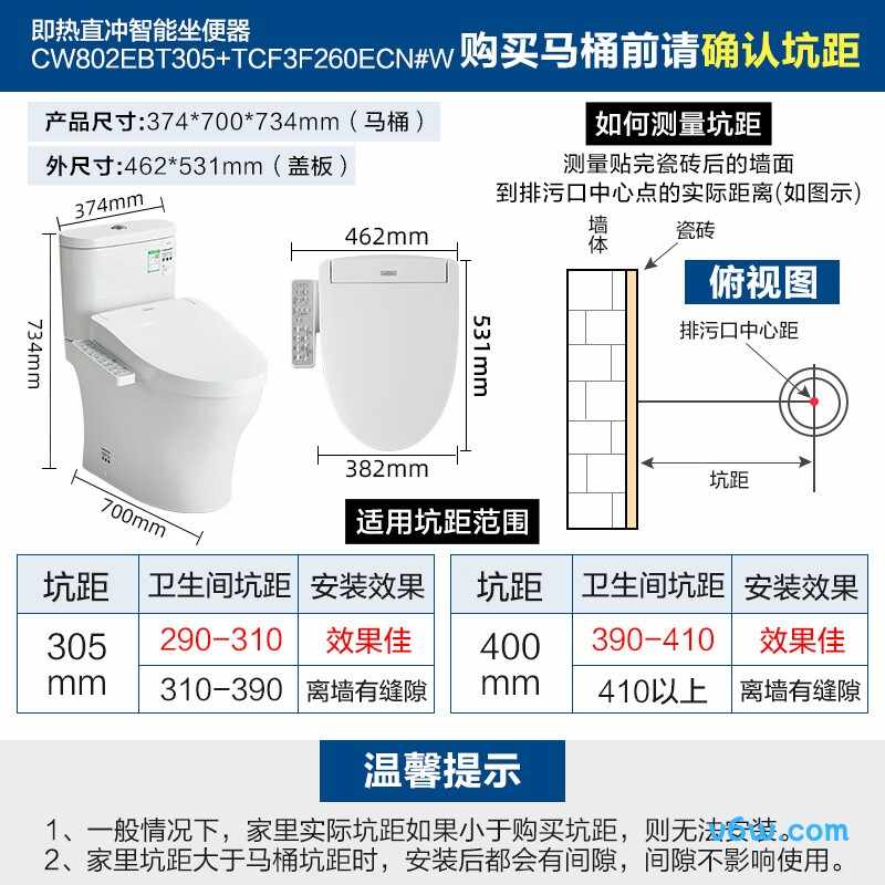 CW802EBT+TCF3F260 400智能马桶图片