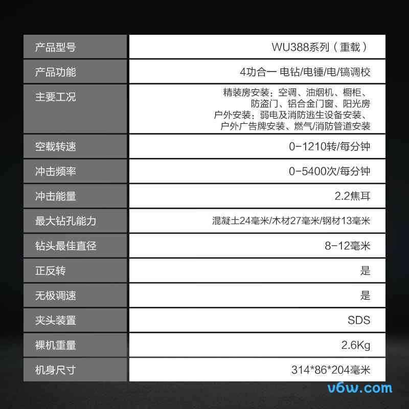 威克士WU388.4电锤图片