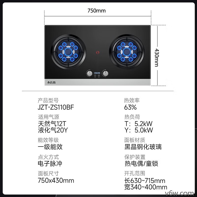 志高JZT-ZS110BF灶具图片