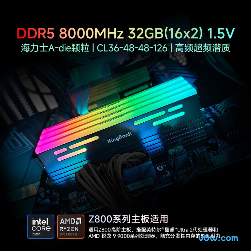 金百达32GB(16GBX2) DDR5 8000