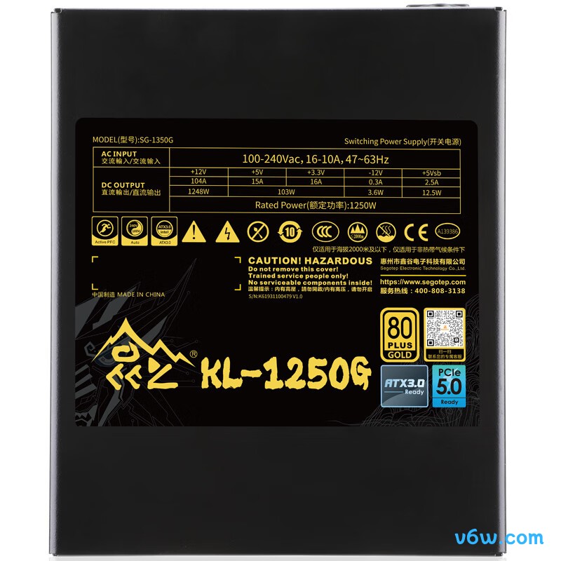 鑫谷 1250W 昆仑KL-1250G电脑电源图片