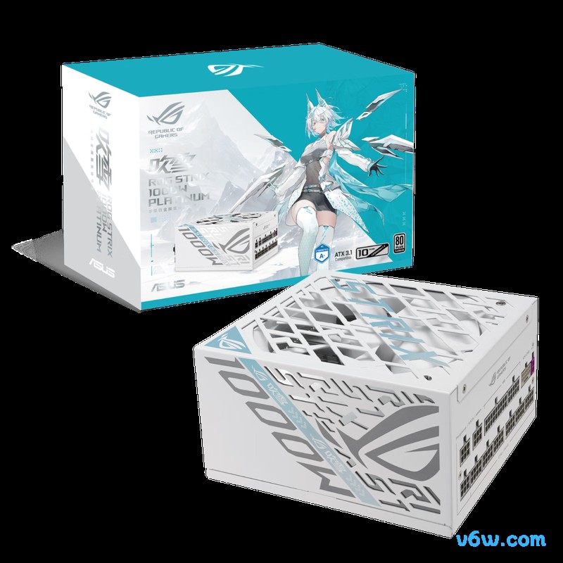 华硕ROG STRIX 金雷鹰 1000W 吹雪氮化镓电脑电源图片