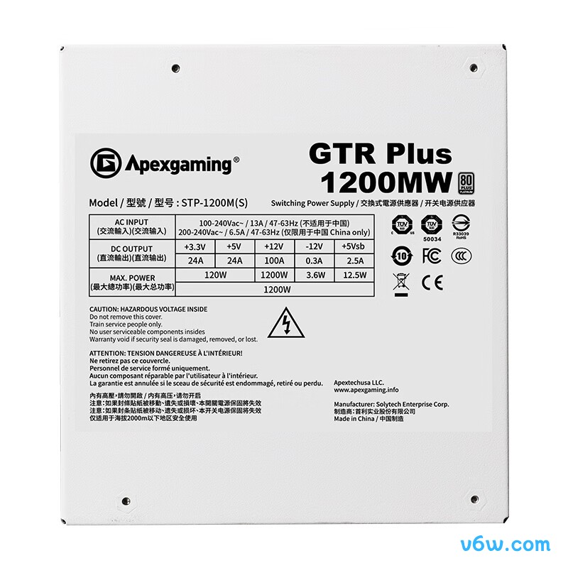 艾湃电竞 GTR Plus-1200MW 1200W 全模金牌电脑电源图片