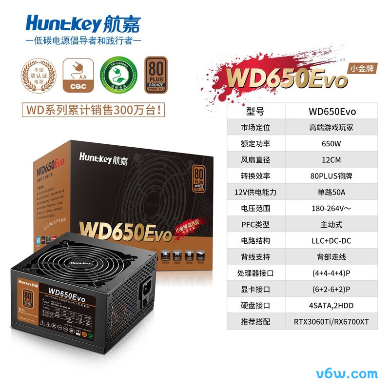 航嘉 W D650Evo铜牌650W