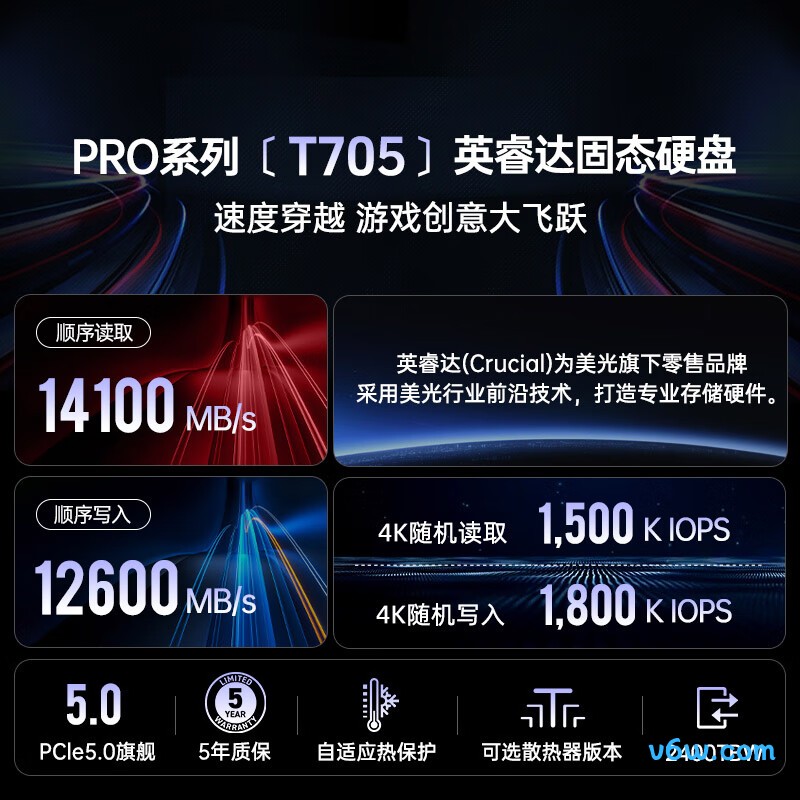 美光T705 Pro 4TB SSD固态硬盘SSD固态硬盘图片