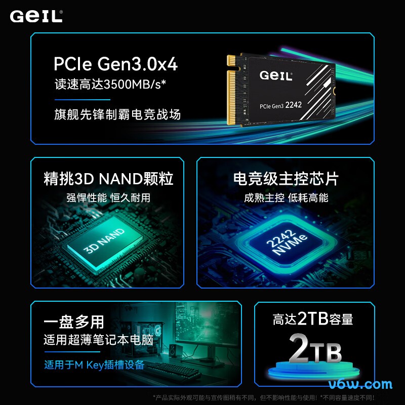 GEIL金邦 1TB SSD固态硬盘 2242短板